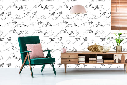 Wallpaper Paper Airplanes With Hearts