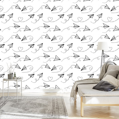 Wallpaper Paper Airplanes With Hearts