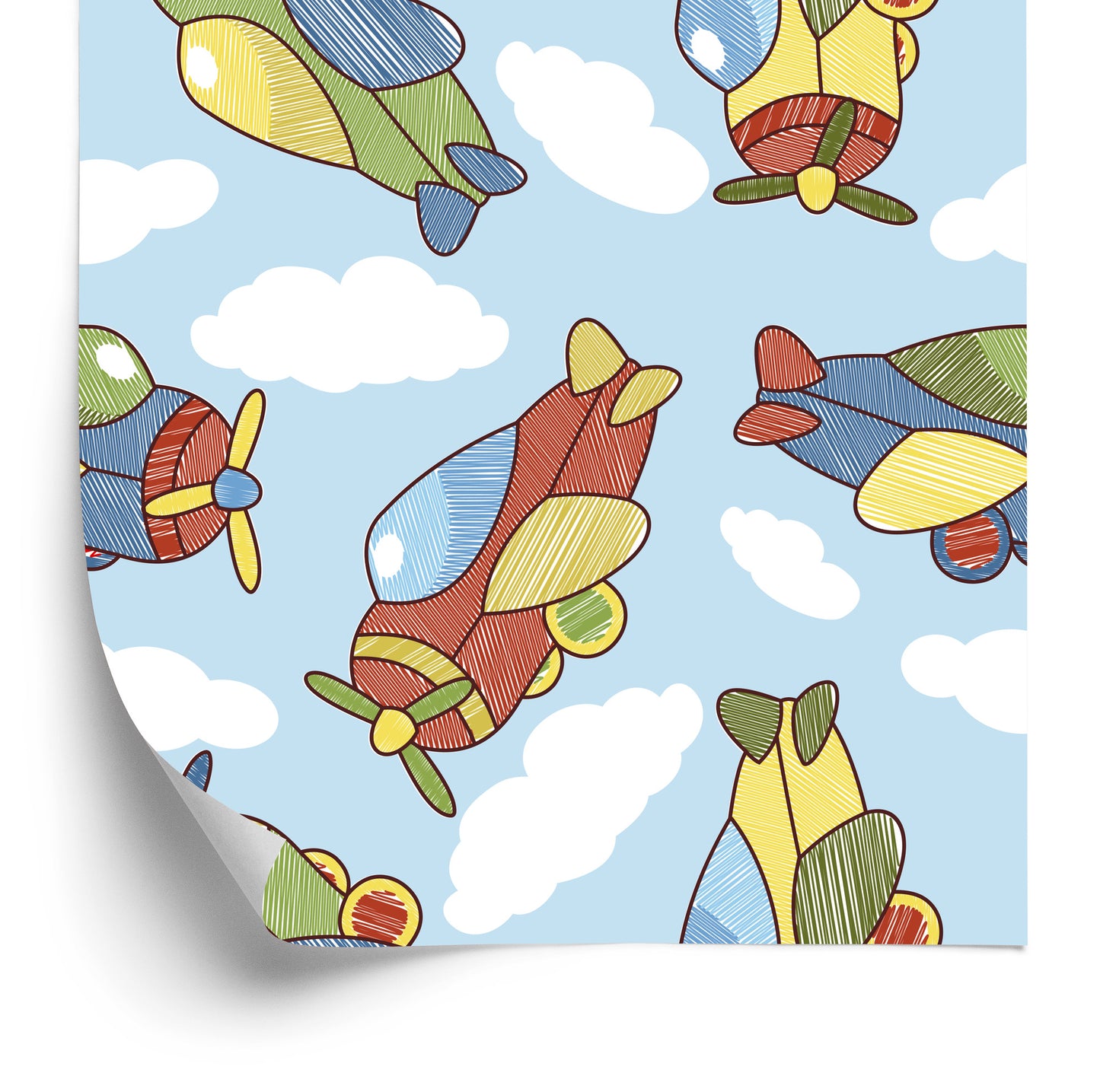 Wallpaper Colorful Fairytale Airplanes With Clouds