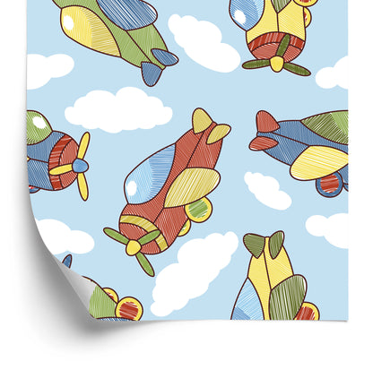 Wallpaper Colorful Fairytale Airplanes With Clouds