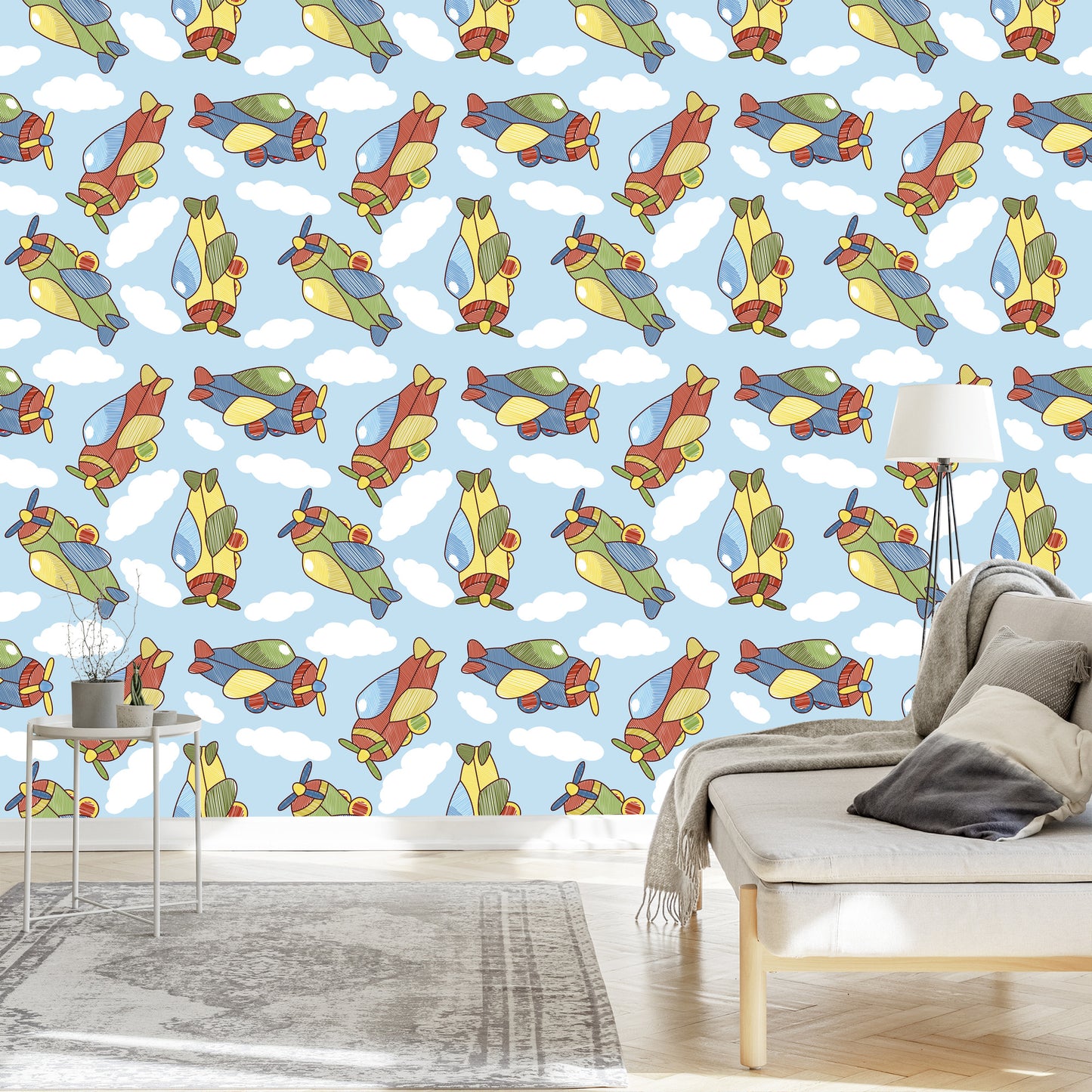Wallpaper Colorful Fairytale Airplanes With Clouds