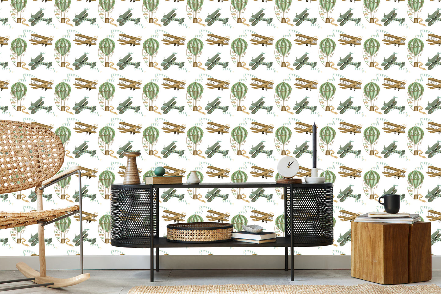 Wallpaper Retro Planes And Balloons
