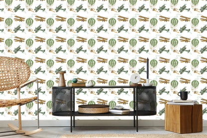 Wallpaper Retro Planes And Balloons