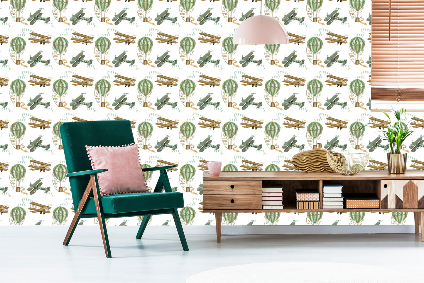 Wallpaper Retro Planes And Balloons