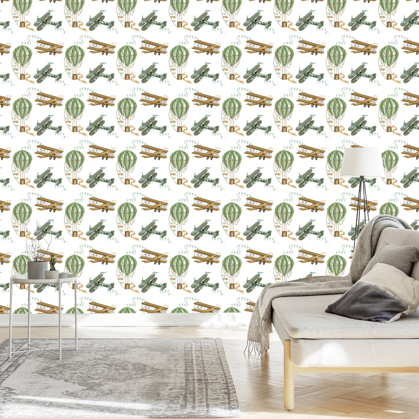 Wallpaper Retro Planes And Balloons