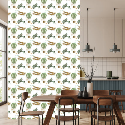 Wallpaper Retro Planes And Balloons