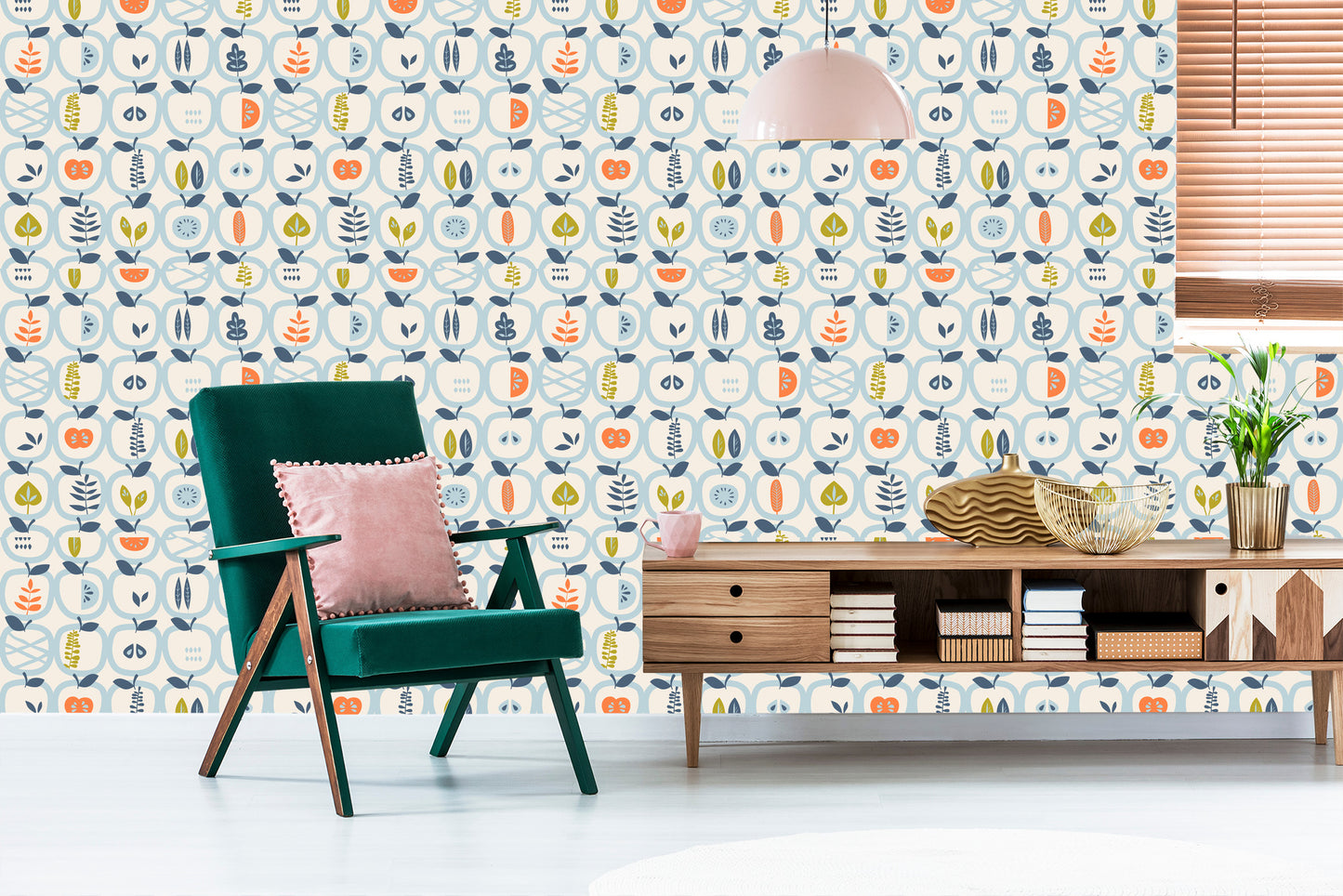 Wallpaper For The Kitchen - Apples And Leaves