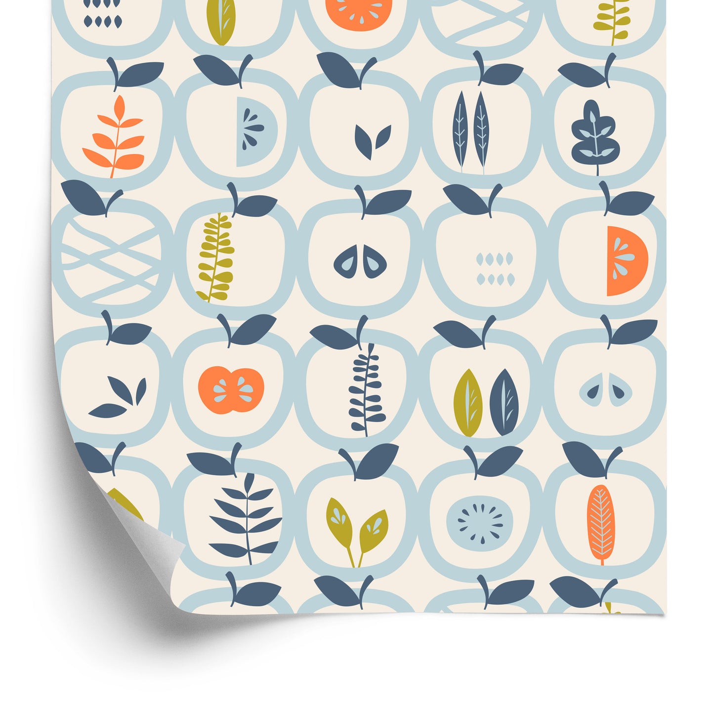 Wallpaper For The Kitchen - Apples And Leaves