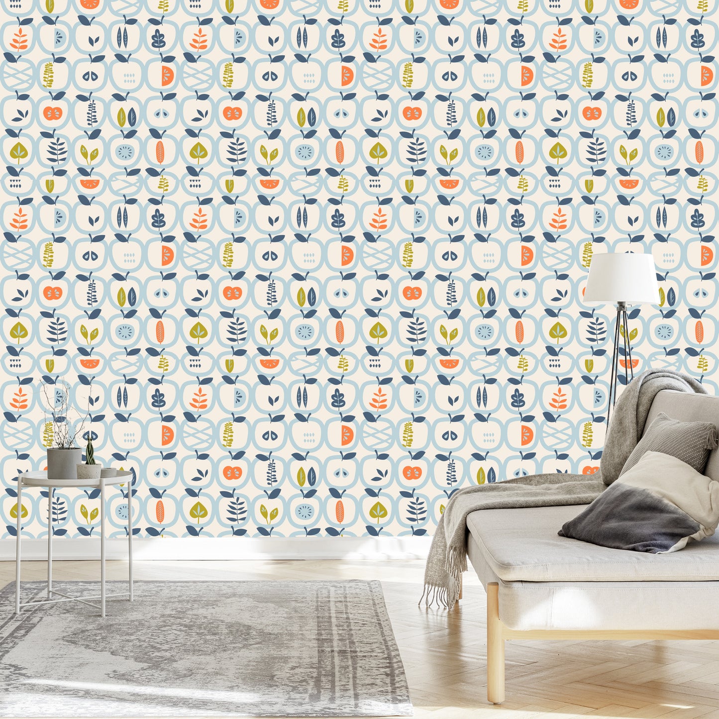 Wallpaper For The Kitchen - Apples And Leaves