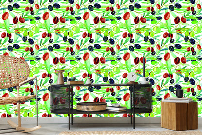 Wallpaper Branches With Fruit Greenery For Kitchen