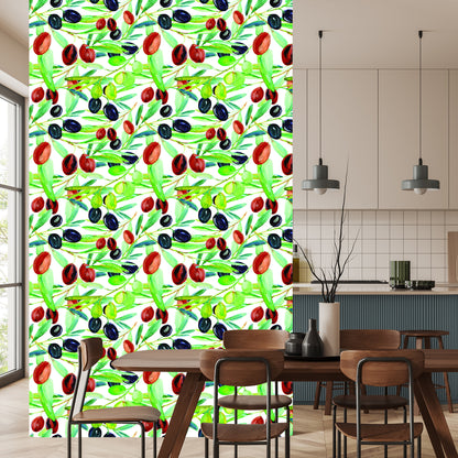 Wallpaper Branches With Fruit Greenery For Kitchen