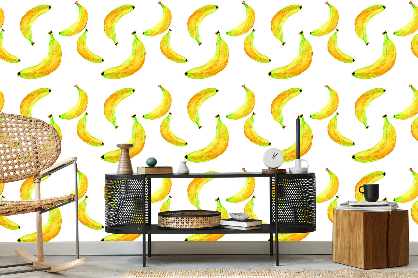 Wallpaper With Fruit Bananas For Kitchen Dining Room