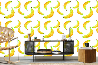 Wallpaper With Fruit Bananas For Kitchen Dining Room