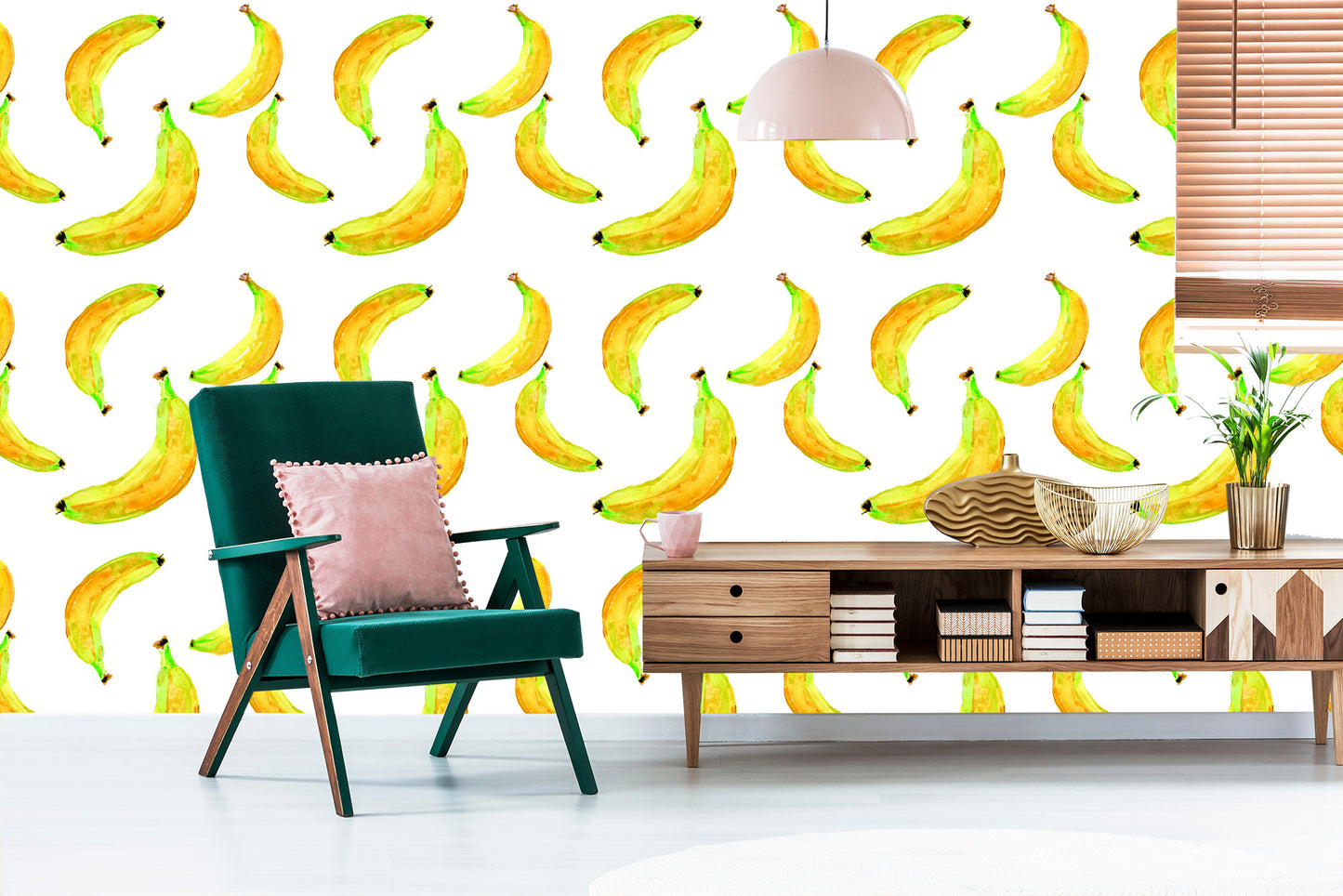 Wallpaper With Fruit Bananas For Kitchen Dining Room