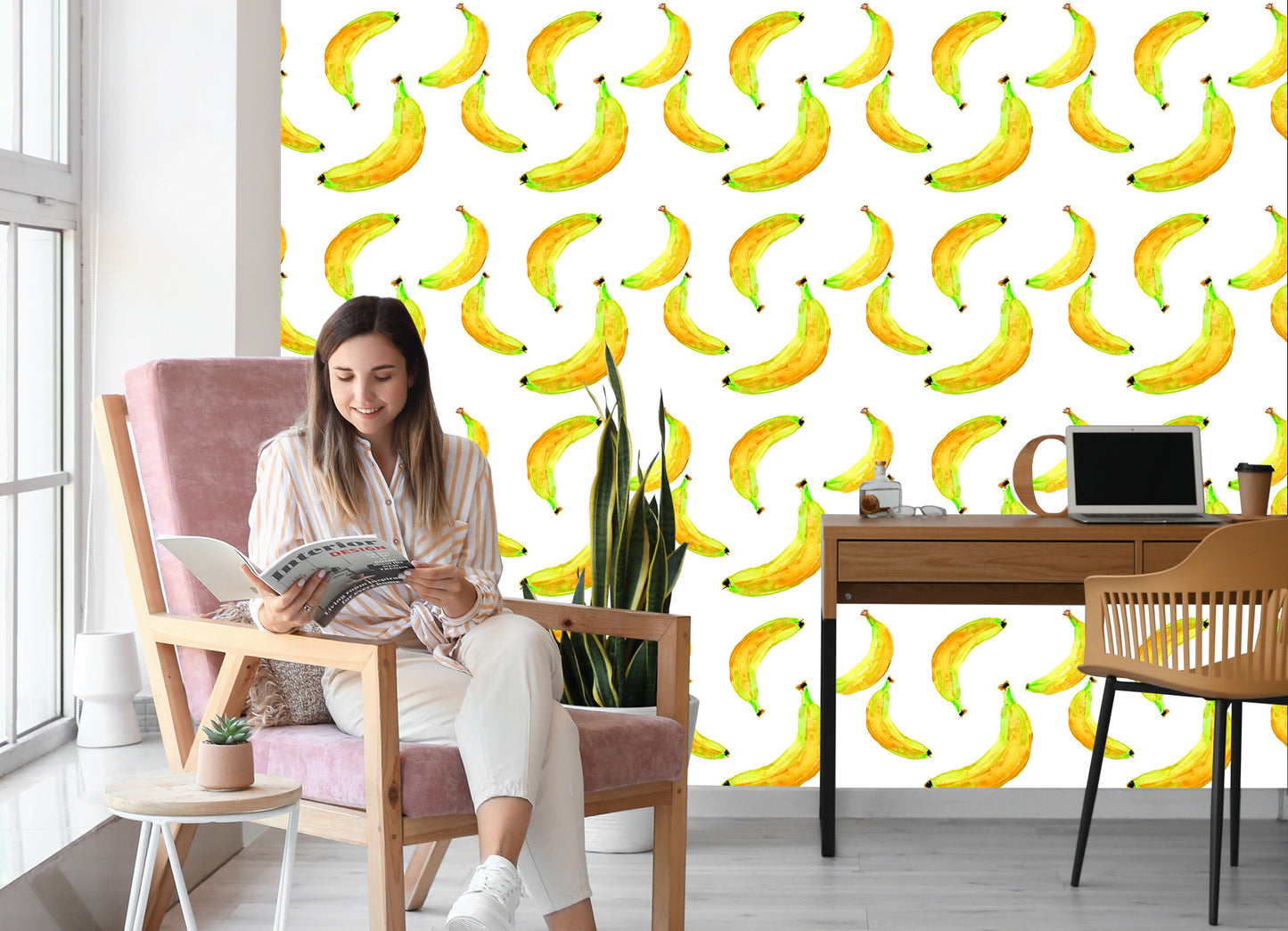 Wallpaper With Fruit Bananas For Kitchen Dining Room