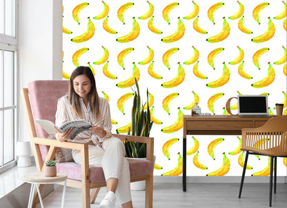 Wallpaper With Fruit Bananas For Kitchen Dining Room
