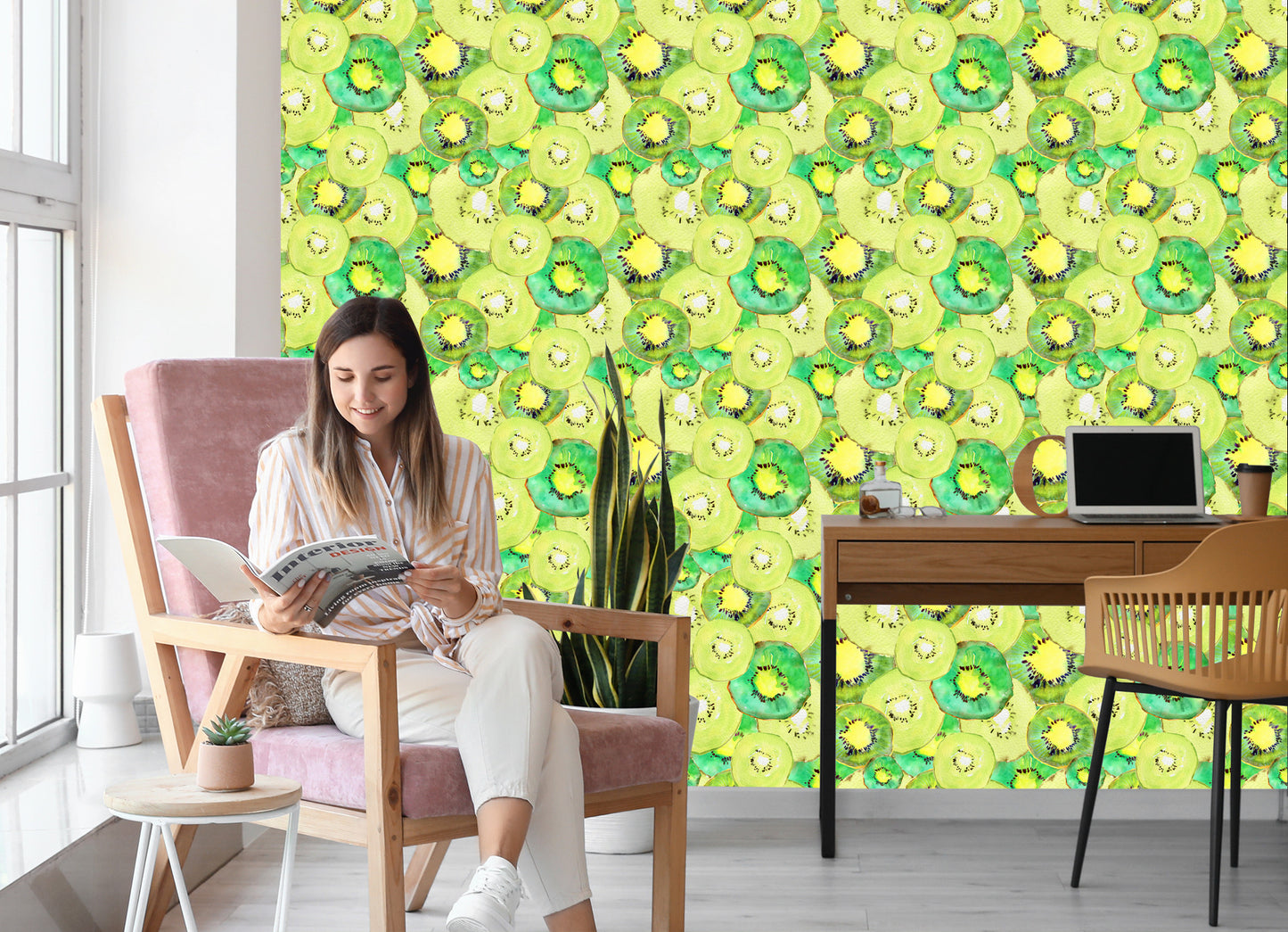 Wallpaper Kiwi Fruit. Green. Kitchen