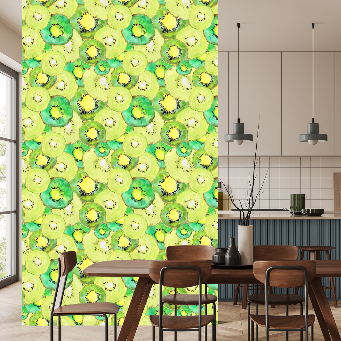 Wallpaper Kiwi Fruit. Green. Kitchen