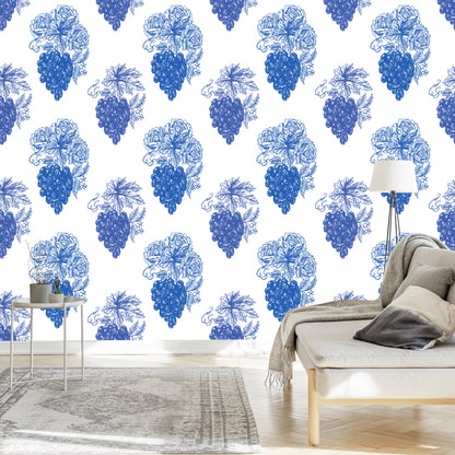 Wallpaper Roses With Grapes Vintage