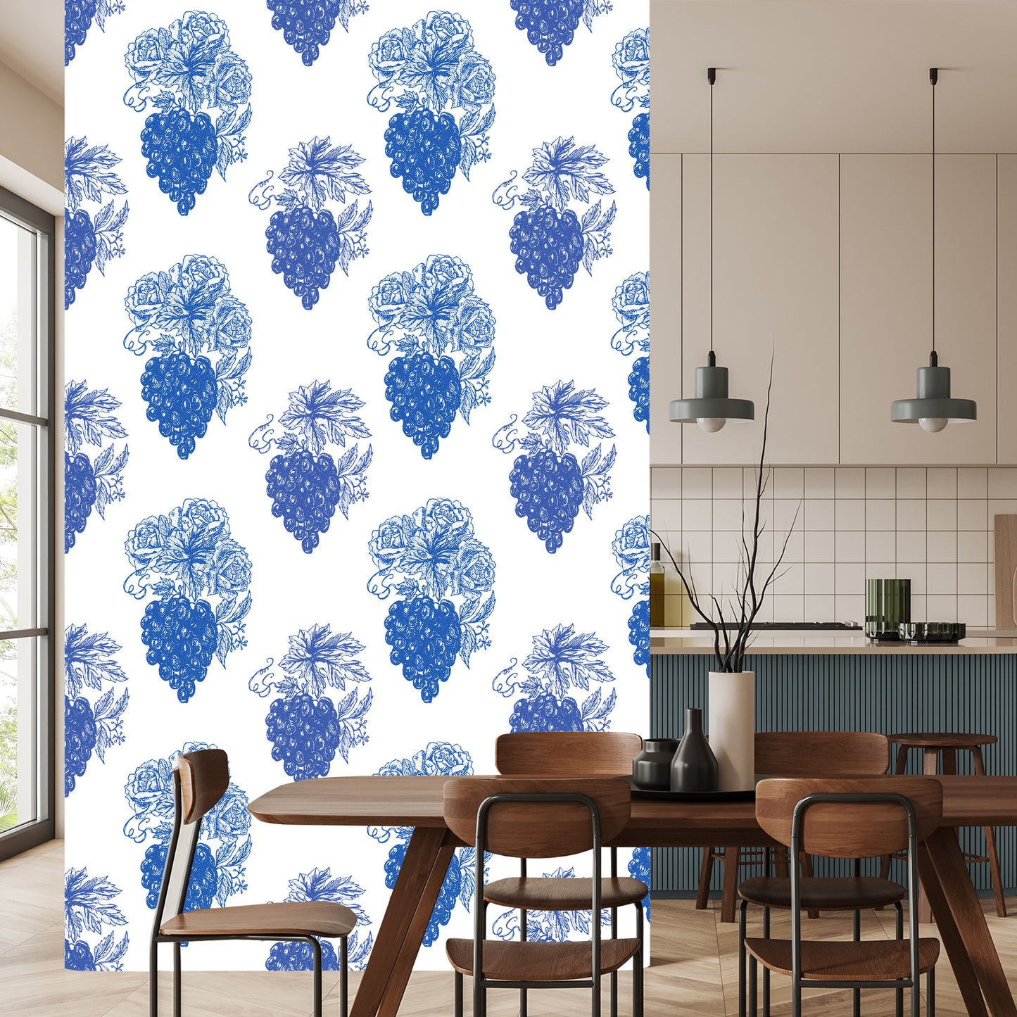 Wallpaper Roses With Grapes Vintage