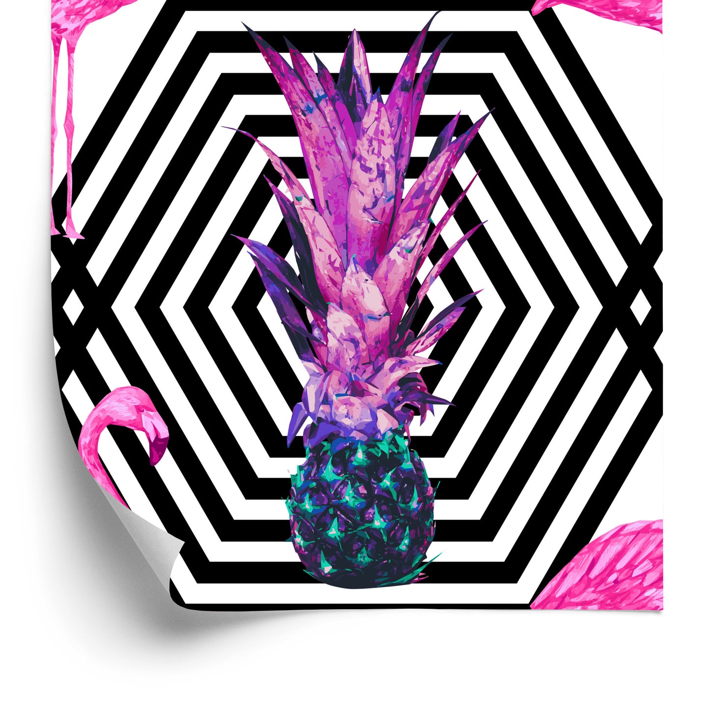 Wallpaper Pineapples And Flamingos