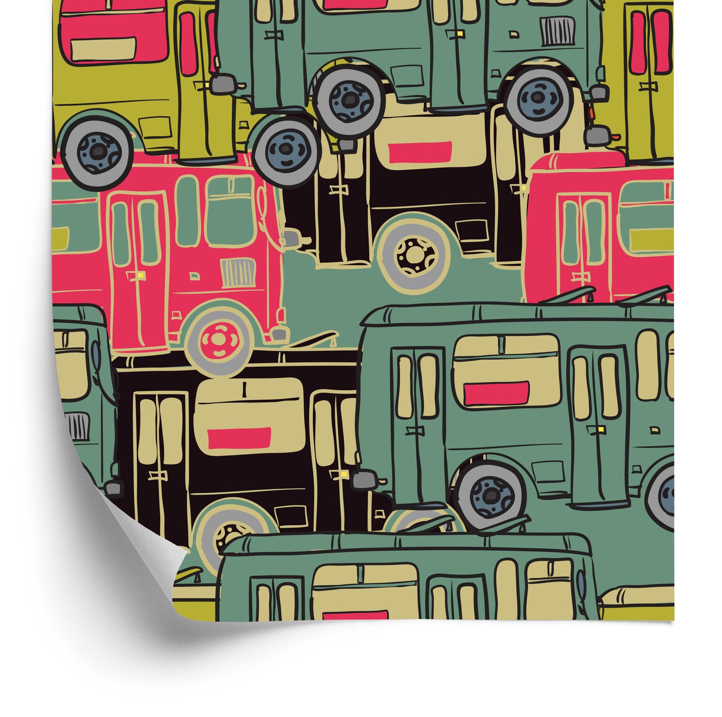 Wallpaper For Children - Colorful Buses