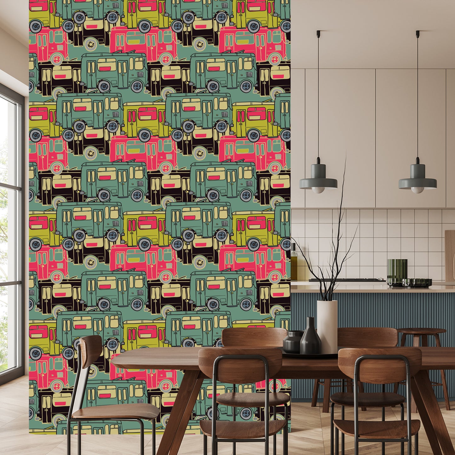 Wallpaper For Children - Colorful Buses