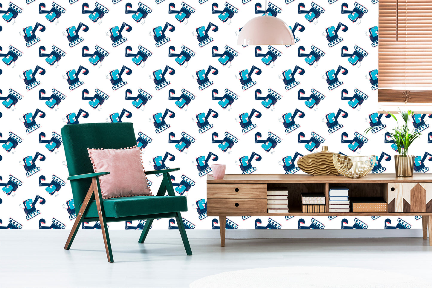 Wallpaper Machines. Excavators. Animals. Children's Room