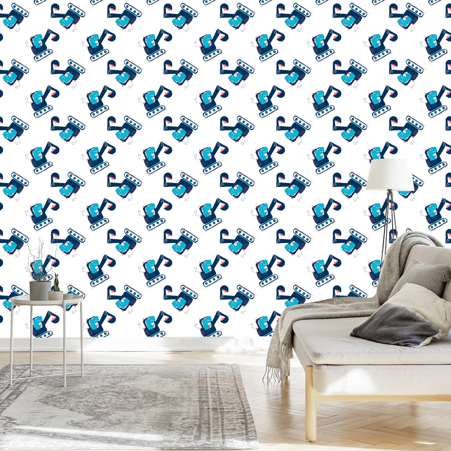 Wallpaper Machines. Excavators. Animals. Children's Room