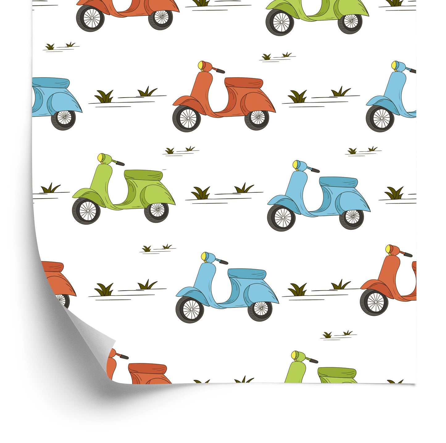 Wallpaper Colorful Retro Scooters