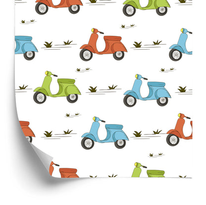 Wallpaper Colorful Retro Scooters