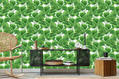 Wallpaper Watercolor Coconut And Palm Leaves