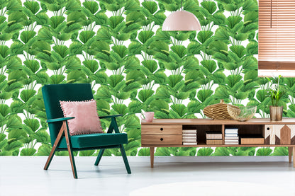Wallpaper Watercolor Coconut And Palm Leaves