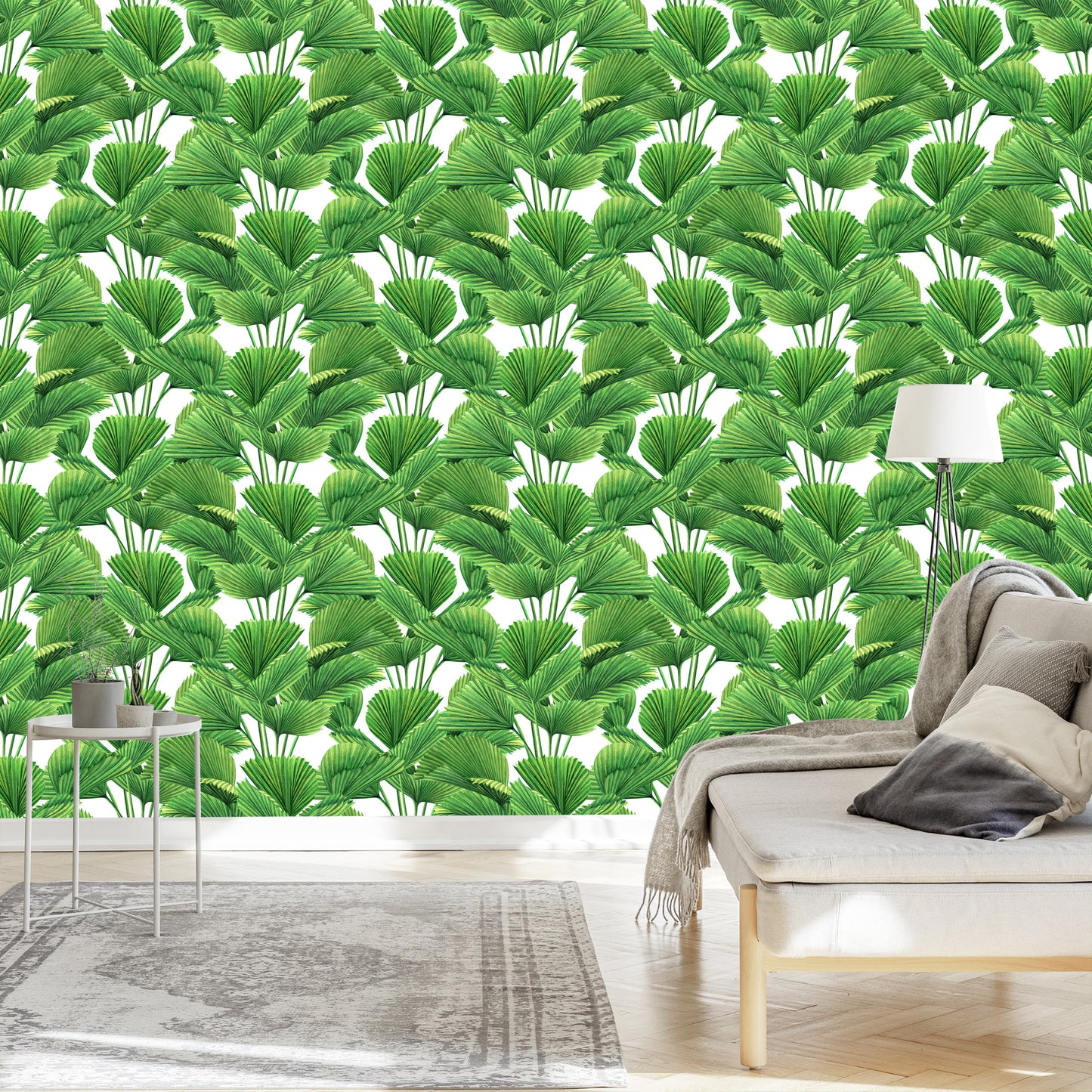 Wallpaper Watercolor Coconut And Palm Leaves
