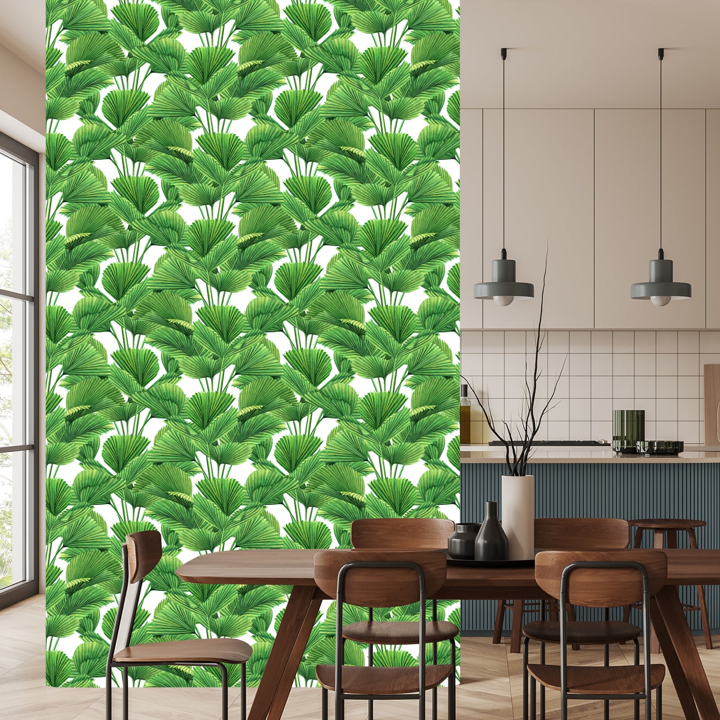 Wallpaper Watercolor Coconut And Palm Leaves