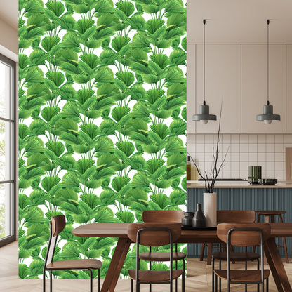 Wallpaper Watercolor Coconut And Palm Leaves