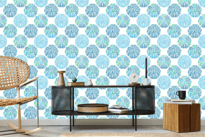 Wallpaper Turquoise Plant Patterns