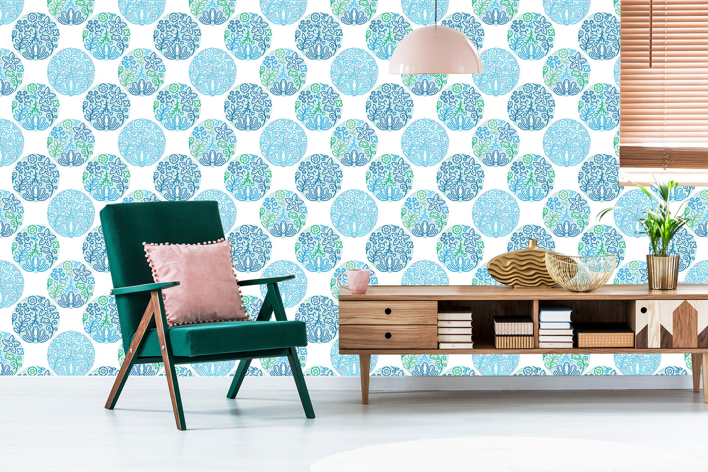 Wallpaper Turquoise Plant Patterns
