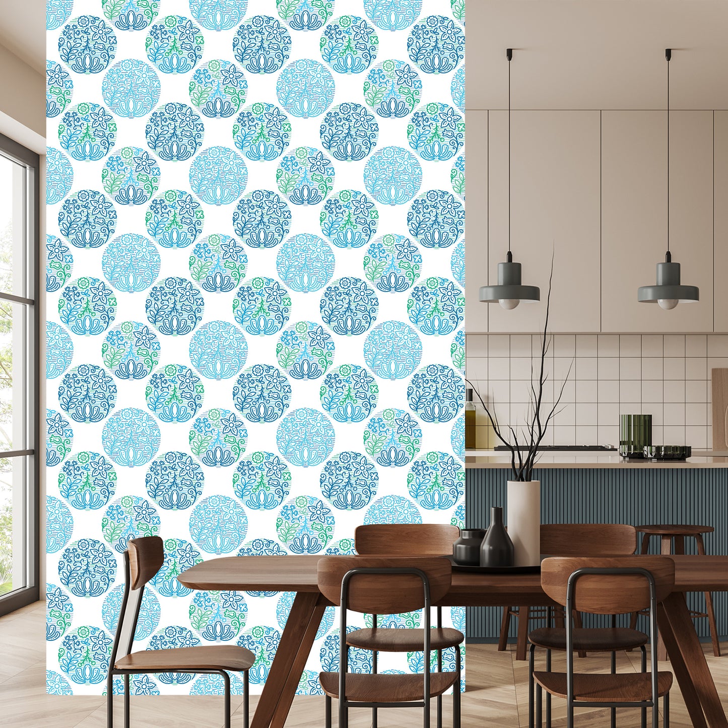 Wallpaper Turquoise Plant Patterns