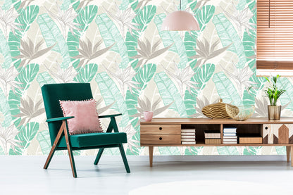 Wallpaper Palm And Banana Leaves
