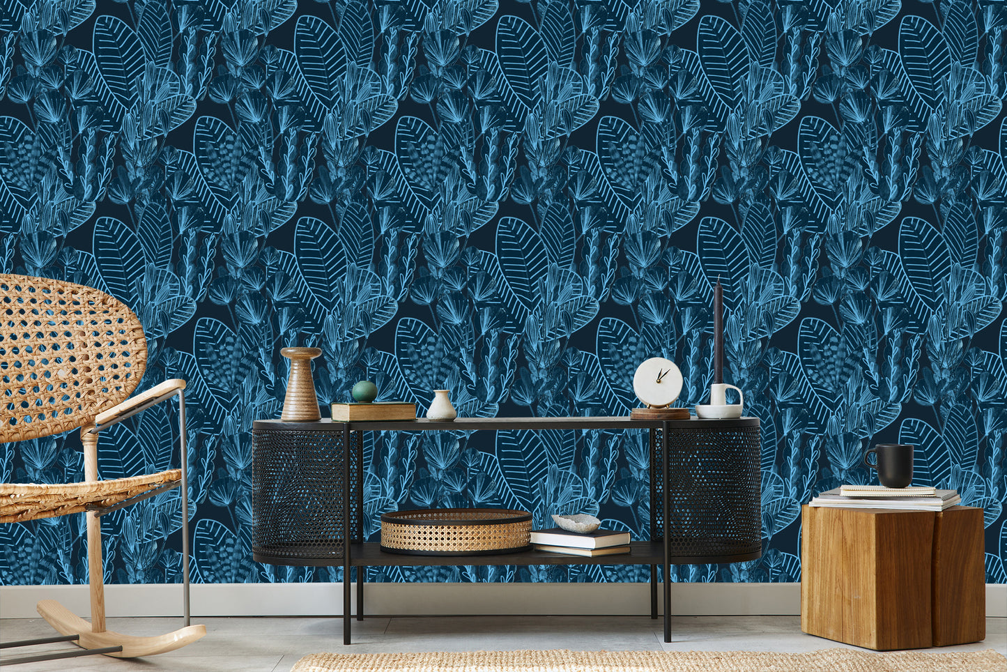 Wallpaper Tropical Leaves In Dark Colors