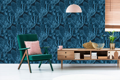 Wallpaper Tropical Leaves In Dark Colors