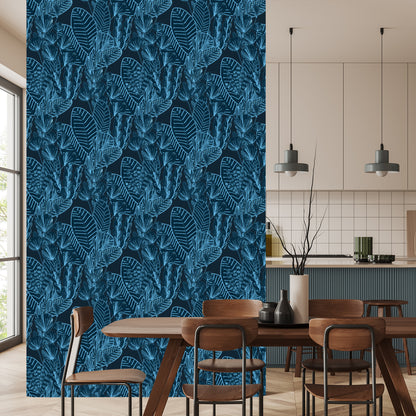Wallpaper Tropical Leaves In Dark Colors