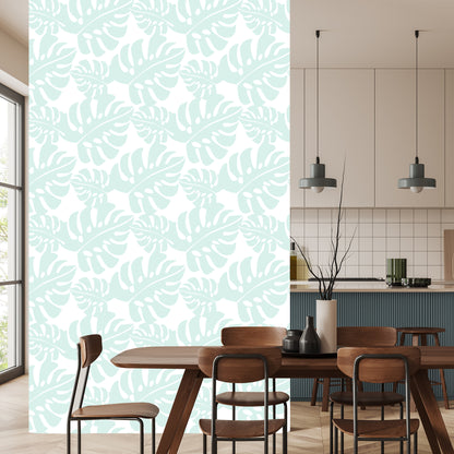 Wallpaper Tropical Leaves In Pastel Green