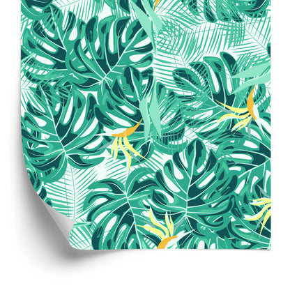 Wallpaper Leaves And Delicate Flowers