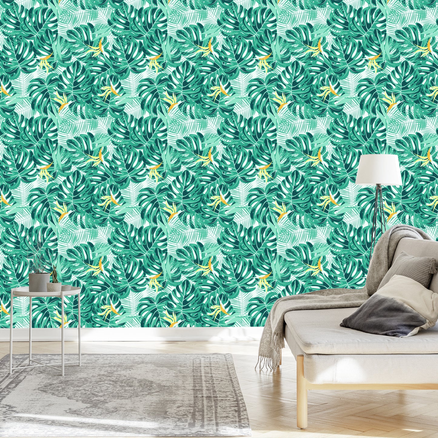 Wallpaper Leaves And Delicate Flowers