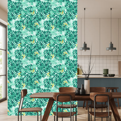 Wallpaper Leaves And Delicate Flowers