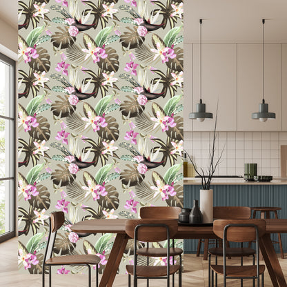 Wallpaper Monstera Flowers And Leaves