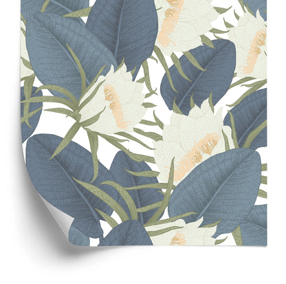 Wallpaper Tropical Leaves With Flowers