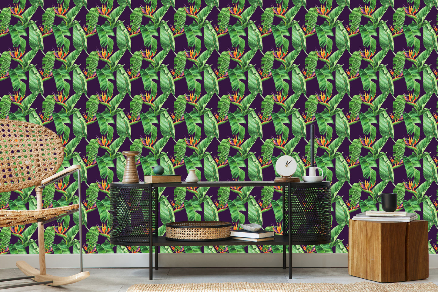Wallpaper Green Leaves With Flowers
